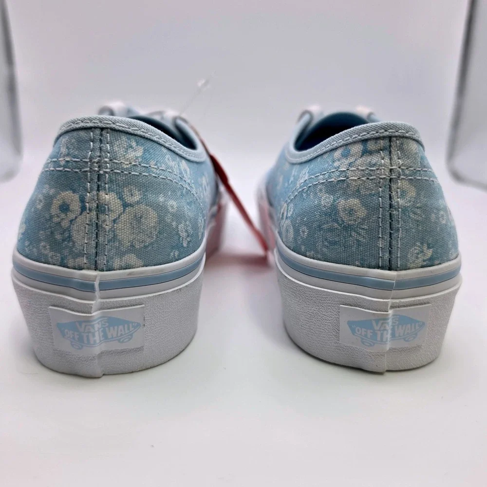 NWT Vans Authentic Platform Sneakers Womens 5 Blue Floral Canvas Low Top Shoes